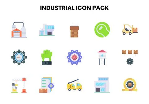 Industrial Flat Icons Pack Stock Illustration
