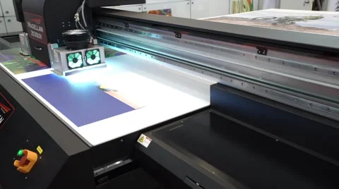 Industrial flatbed UV printer Stock Footage 68801191
