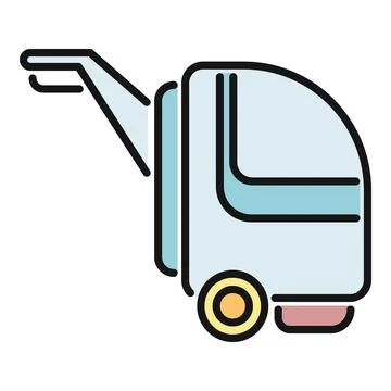 Industrial floor scrubber cleaning machine line icon Stock-Illustration