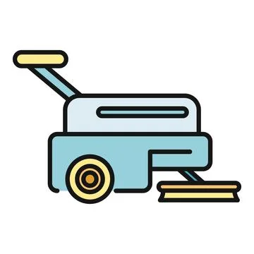 Industrial floor scrubber machine cleaning service icon Stock Illustration