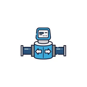 Industrial flow meter with bidirectional arrows icon for water system Illustrazione stock