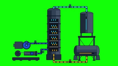 Industrial Fluid Processing System Animation Stock Footage 347895427
