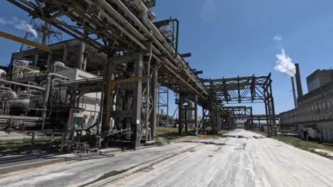 Industrial flying mode with drone, let's take a look, beautiful flight, factory Video stock 312529686
