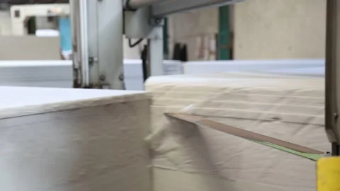 Industrial Foam Block Cutting Process Stock Footage 340108195