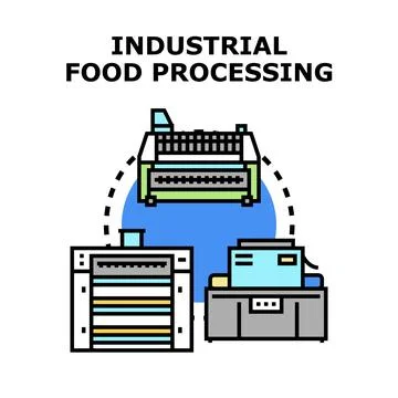 Industrial food processing delivering automated food manufacturing equipment Stock Illustration