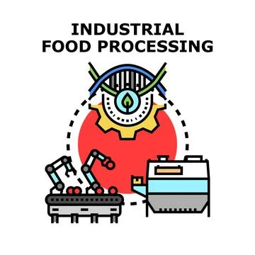 Industrial food processing technology and modern food manufacturing concept Stock Illustration