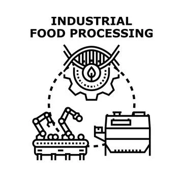 Industrial food processing technology and modern food manufacturing concept Stock Illustration
