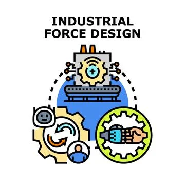 Industrial force design integrating human robot collaboration Ilustração Stock