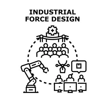 Industrial force design process development innovation concept Stock Illustration