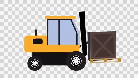 Industrial Forklift. Cargo Handler Animation. Cartoon Stock Footage 320661110