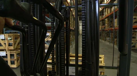 Industrial forklift up point of view Stock Footage 43240047