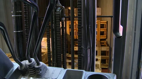 Industrial forklift point of view Stock Footage 43240093
