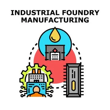 Industrial foundry manufacturing process cycle concept Stock Illustration