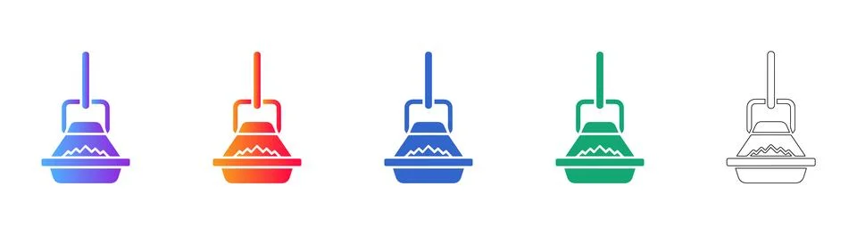 Industrial Foundry Melting Pot Icons Stock Illustration