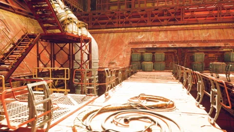 Industrial framework detailed, Complex structural elements intertwined Stock Footage 331400451