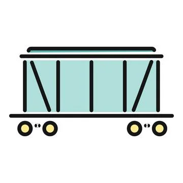 Industrial freight train wagon transporting goods icon 스톡 일러스트