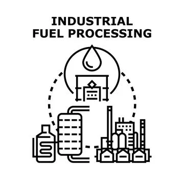 Industrial fuel processing manufacturing energy production concept Stock Illustration