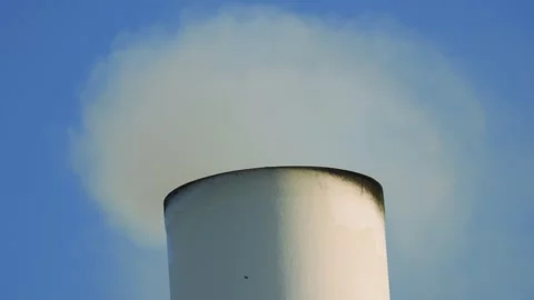 Industrial Funnel Emitting Large Amount of CO2 Emissions in to the Air. Stock Footage 345006119
