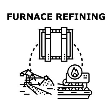 Industrial furnace refining process producing raw materials Stock Illustration