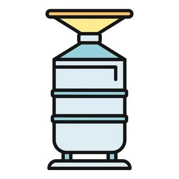Industrial gas processing tank with funnel icon Stock Illustration