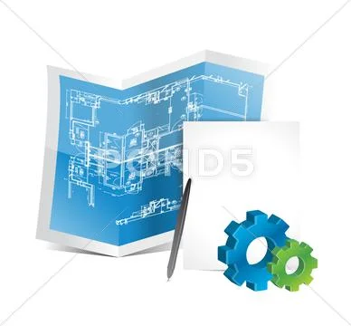 Industrial gear blueprints illustration design Stock Illustration