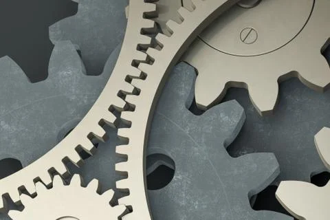 Industrial gear,mechanical structure,3d rendering. Illustrazione stock