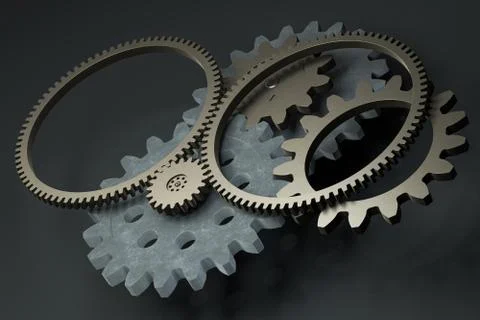 Industrial gear,mechanical structure,3d rendering. Illustrazione stock