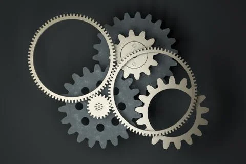 Industrial gear,mechanical structure,3d rendering. Illustrazione stock