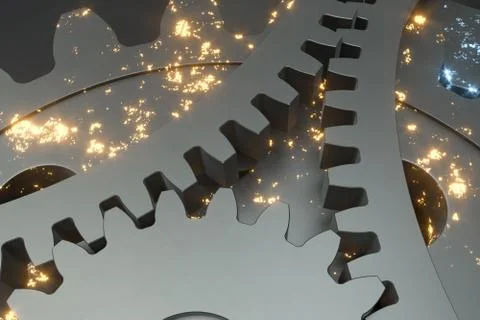 Industrial gear,mechanical structure,3d rendering. Illustrazione stock
