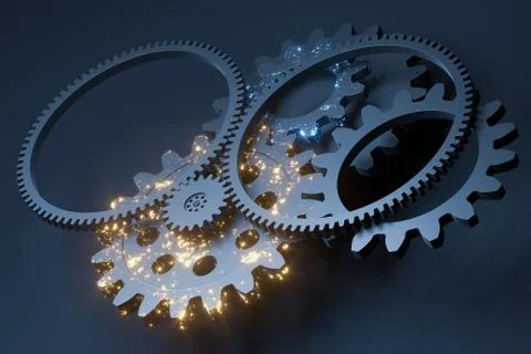Industrial gear,mechanical structure,3d rendering. Illustrazione stock