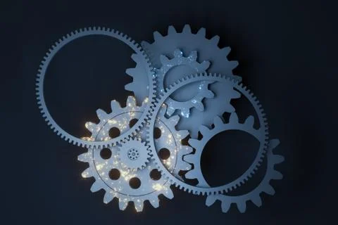 Industrial gear,mechanical structure,3d rendering. Illustrazione stock