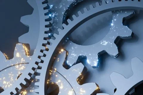 Industrial gear,mechanical structure,3d rendering. Illustrazione stock