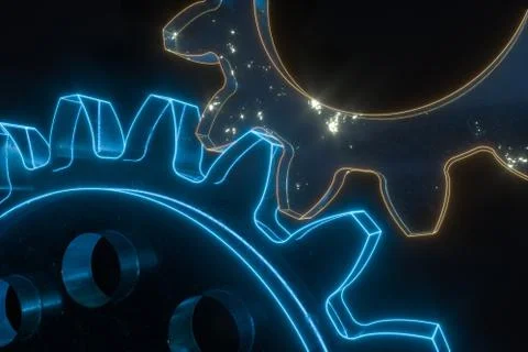 Industrial gear,mechanical structure,3d rendering. Illustrazione stock