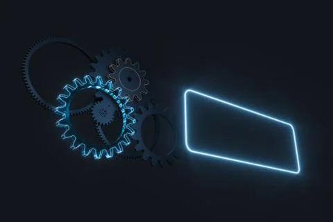 Industrial gear,mechanical structure,3d rendering. Illustrazione stock