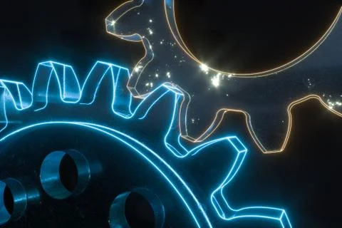 Industrial gear,mechanical structure,3d rendering. Illustrazione stock