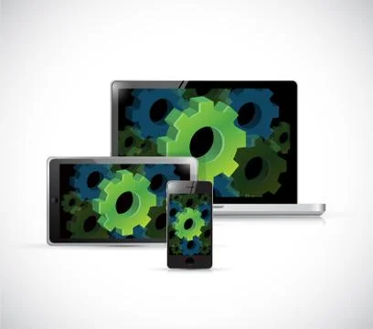 Industrial gears technology electronics Stock Illustration