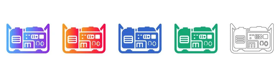 Industrial Generator Engine Vector Icons Stock Illustration