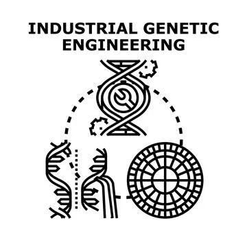 Industrial genetic engineering developing scientific research concept Stock Illustration