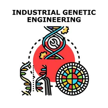 Industrial genetic engineering developing scientific research concept Stock Illustration