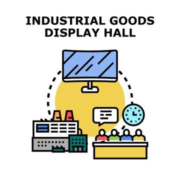 Industrial goods display hall virtual presentation concept Stock Illustration