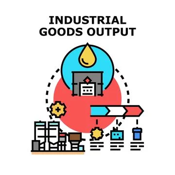 Industrial goods output process and production factory concept Illustrazione stock