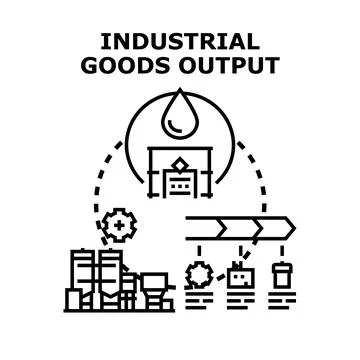 Industrial goods output process and production factory concept イラスト素材
