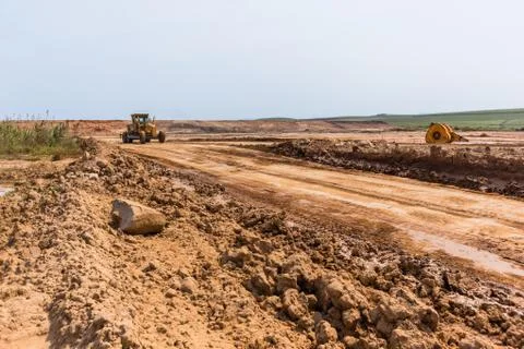 Industrial Grader Machine Property Development Landscape Stock Photos