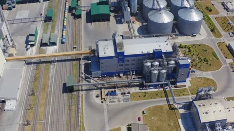 Industrial grain elevator Stock Footage 136807983