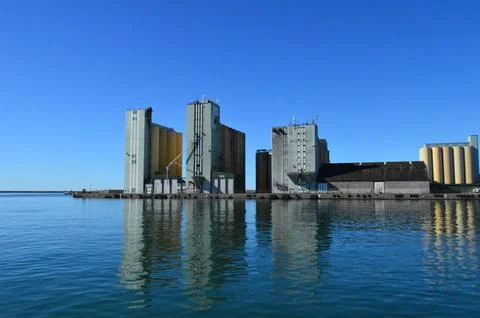 Industrial grain elevators and storage grain silo - Ystad, Sweden Stock Photos
