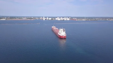 Industrial Grain Ship Headed Towards Port 4K Stock Footage 121389284