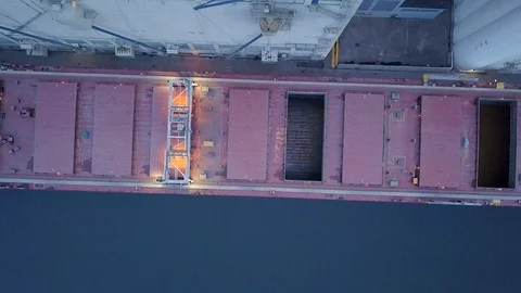 Industrial Grain Ship In Operation 4K Aerial Stock Footage 121389306
