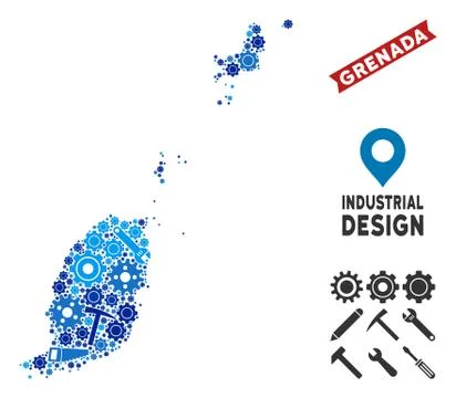 Industrial Grenada Map Mosaic Illustrazione stock