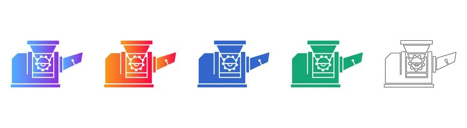 Industrial Grinder Machine Vector Icon Set Stock Illustration