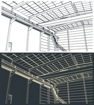 Industrial hall interior Illustrazione stock